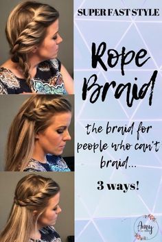 Rope Braids, Braiding Your Own Hair, Twisted Hair, Side Braid Hairstyles, Fishtail Braid, Fast Hairstyles, Easy Braids