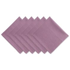 six purple napkins on top of each other