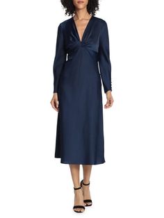 Buy Renee C. Twist Satin Midi Dress on SALE at Saks OFF 5TH. Shop our collection of Renee C. Day at up to 70% OFF! Winter Wedding Guest Dress, Cavalli Dress, Maggy London Dresses, Knot Dress, Maggy London, Summer Dress Outfits, Silk Charmeuse, Long Sleeve Midi, Long Sleeve Midi Dress