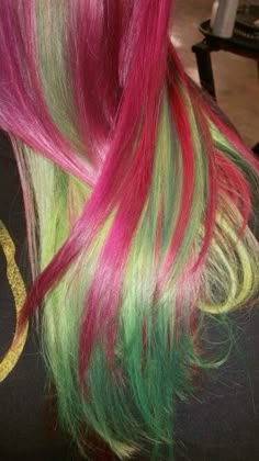 #greenpink #watermelon #watermelonhair #venusflytrap #y2k #mcbling #aesthetic Fun Hair Color Ideas, Neon Green Hair, Venus Mcflytrap, Fun Hair