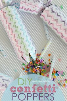 diy confetti poppers with colorful sprinkles and paper streamers