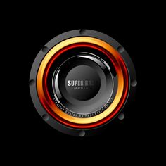 an orange and black speaker with the words super bass in it's center circle