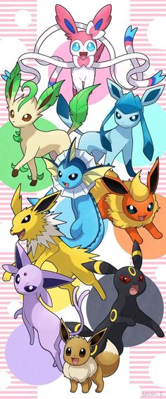 the pokemon characters are all different colors and sizes