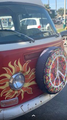 a peace sign painted on the side of a van