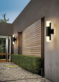 modern outdoor lighting on the side of a house