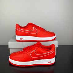 Nike Air Force 1 '07 Low Picante Red White Size 10 Mens Shoes Dv0788-600. All My Products Are Authentic. Please Feel Free To Contact Me With Any Questions. Red Air Force 1, Cool Nike Shoes, Red Shoes Outfit, Shoes Nike Air Force, Nike Sneakers Mens, Pickle Rick, Black Men Fashion Casual, Nike Fashion Shoes, Shoes Nike Air