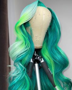 Lace Front Wig Virgin Human Hair Green Ombre 150%Density 18" Bday Hairstyles, Women References, Wig Maker, Inspired Hairstyles, Highlight Hair, Black Hair Wigs, High Fashion Hair, Ombre Green, 2024 Board