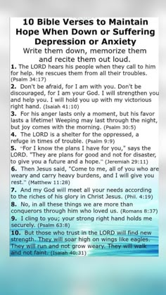 the bible verses to maintain hope when down or suffering