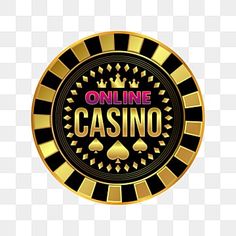 a casino logo with the words online casino in gold and black, on a white background