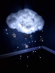 a cloud with stars hanging from it's sides