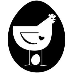 a black and white image of a chicken with a flower on its head, in a circle