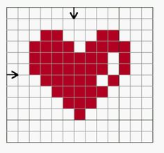 a cross - stitch pattern with a heart in the middle and an arrow pointing to it