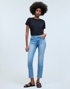 The cut: with Magic Pockets in front and tapered legs, our best-selling cropped momjeans have a 9 1/4" mid-rise for a laid-back vibe (they're great for everyone, but an absolute must if you've got a shorter torso).The fabric: premium Candiani denim that combines the holds-you-in structure of rigid with a touch of stretch for day-one comfort.Vintage medium light wash with authentic fading and abrasion.9 1/4" rise, 12 3/4" leg opening, 29" inseam.99% cotton/1% elastane.Do Well: By buying cotton pr Short Torso, Vintage Jeans, Tapered Legs, Cropped Jeans, Madewell, Access Denied, For Everyone, Mid Rise