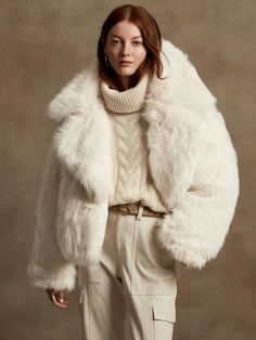 Reversible Faux Fur Down Jacket | Banana Republic Oversized Fur Jacket Outfit, White Fur Jacket Outfit, White Faux Fur Coat Outfit, 90s Luxury, Fur Jacket Outfit, White Fur Jacket, Fur Coat Outfit, White Fur Coat, Mama Gifts