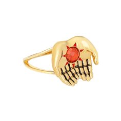 In ancient times, a keeper of the flame was a person who kept a fire burning in memory of someone. Today, keeping someone’s memory alive does not require fire, but the term still holds strong. This ring depicts two hands cupped together, with a symbolic orange stone flame atop the palms. Hands Cupped Together, Hands Cupped, Flame Ring, Fire Ring, Fire Burning, Orange Stone, The Palms, Zodiac Gifts, Celestial Jewelry