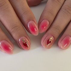 Nails Cool Ideas, Mexican Sacred Heart Nails, Mexican Heart Nails, 2023 Valentine Nails, Cantarito Nails, Sacred Heart Nails, Frame Nails, Coquette Nails, Valentine Nails