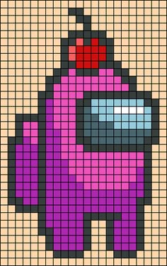 a cross stitch pattern with an image of a cartoon character in purple and red colors