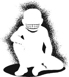 a black and white drawing of a person sitting in the middle of a circle with their arms crossed