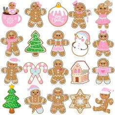 gingerbread cutouts are shown in various shapes and sizes