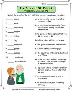 the story of st patrick worksheet for kids and adults with pictures on it