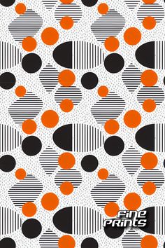 an orange and black polka dot pattern on white fabric with the word pride prints written below it