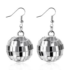 PRICES MAY VARY. Package Contents: There is a pair of short disco ball earrings inside, suitable for parties and some other gatherings, which can meet your dressing needs and make you look more beautiful. Premium Materials: This pair of earrings is made of relatively good quality alloy material, which is not easy to deform, small and light, and will not cause damage to the skin. You can use it with confidence while providing you with a comfortable wearing experience. Good Gift: This disco earrin Disco Accessories 70s, Disco Cowgirl Outfit, Small Disco Ball, Disco Accessories, 70s Mirror, Drama Clothes, Disco Earrings, Cowgirl Outfits For Women, Disco Ball Earrings