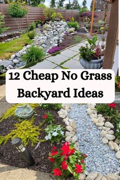 Garden Without Grass Ideas Backyards, Landscape Ideas No Grass Yards, Small Garden No Grass Ideas, Backyard Ground Cover Ideas, Garden Without Grass Ideas, Backyard No Grass Ideas, Rectangle Backyard Landscaping, No Grass Backyard Ideas, Grass Backyard Ideas