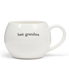 a white coffee cup with the words best grandma on it