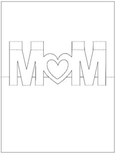 the word mom with a heart cut out from it's side to make an outline