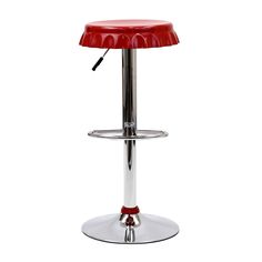 a red and chrome bar stool on a white background