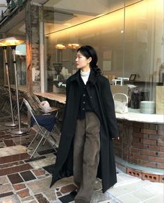 K Drama Winter Outfits, Goth Outfits Long Skirt, Overcoat Outfit Women, Academia Outfits, Winter Fits, 가을 패션, Autumn Outfit, Lookbook Outfits, Winter Fashion Outfits