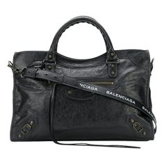 This classic city bag from Balenciaga is masterfully crafted from black agneau leather with handwoven whipstitch details. Versatile in design, this bag features rolled top handles along with a detachable leather shoulder strap. The tasseled top zippers open to a spacious interior lined with black fabric. Look no further for a classic luxury handbag with exquisite signature details from Balenciaga. Model number: 505550 Black Agneau leather Handwoven whipstitch detail Zipper closure Aged brass har Balenciaga City Logo Strap, Balenciaga Neo Classic, Balenciaga Classic City, Balenciaga Handbags, Classic Handbags, Balenciaga Bag, City Bag, Leather Logo, Balenciaga City Bag