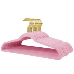 a pink and gold plastic hanger