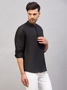 Vastramay Men's Black Short Cotton Kurta Upgrade your ethnic wardrobe with this stylish black short kurta for men. Made from high-quality cotton, this kurta offers both comfort and style, perfect for casual and festive occasions. Features Color: Black Material: Cotton Style: Short Kurta Occasion: Casual, Festive Specifications Brand: Vastramay Size: Available in various sizes Fit: Regular Neck: Mandarin Collar Sleeves: Short Sleeves Pattern: Solid Material & Care 100% Cotton. Hand-wash or machin Casual Black Festive Kurta, Black Cotton Tops For Eid, Black Straight Kurta For Casual Wear, Casual Black Straight Kurta, Black Cotton Straight Kurta, Short Kurta For Men, Short Sleeves Pattern, Kurta For Men, Short Kurta