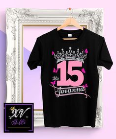 Enjoy free shipping to the US when you spend more than $35 on this item. Mis15, Shirt 100% airlume combed and ringspun cotton, DTG QUALITY I don't accept returns, exchanges, or cancellations. But please contact me if you have any problems with your order. Quinceanera Shirts, Quince Shirts, Quinceanera Gifts, Sweet 15, Pink Design, Light Pink, Gender Neutral, Shirt Designs, Graphic Tees