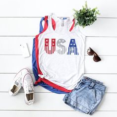 Check out this item in my Etsy shop https://www.etsy.com/listing/704558615/usa-tank-top-women-july-4th-tank-4th-of Usa Tank Top, Usa Tank, July Outfits, 4th Of July Outfit, Usa Design, Tank Top Women, 4th Of July Shirt, 4th Of July Outfits, Summer Inspo