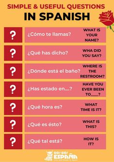 a spanish poster with the words simple and useful questions in spanish, which one do you prefer to use?