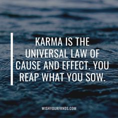 the words karma is the universal law of cause and effect you reap what you sow