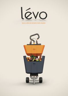 a cart full of food sitting on top of a white background with the words levo above it