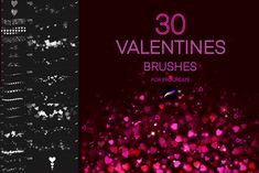 valentine's brushes for photoshope with hearts and sparkles in the background