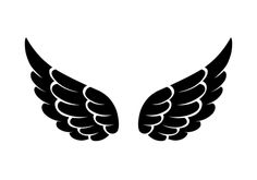 two black and white wings with one wing facing the opposite direction, on a white background