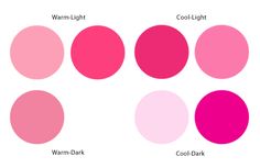 different shades of pink are shown in this graphic style, including warm - light and cool - dark