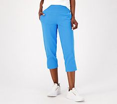 Ready, set, stretch! These capri pants can keep up with your busy day and your change of plans (thank you, spandex!). A quick swap from sporty sneakers to embellished sandals, and you're easily hopping from morning camp drop-offs to that WFH desk to dinner at your favorite haunt. No sweat! From Wicked by Women with Control®. Moisture-wicking Stretch Pants For Summer, Summer Stretch Moisture-wicking Pants, Sporty Pull-on Pants For Spring, Casual Activewear For Outdoor Spring Activities, Casual Spring Activewear For Outdoor Activities, Stretch Moisture-wicking Pants For Summer, Sports Capris With Elastic Waistband, Sporty Stretch Capris For Summer, Casual Summer Sports Capris