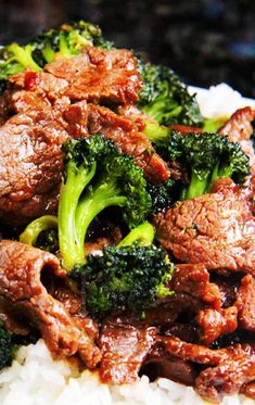 beef and broccoli stir fry on top of rice