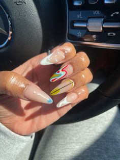 Dreamville Festival Nails, Funky Almond Nails Designs, Nail Art Design 2023, Glitter Nail Art Designs, Intricate Nail Designs, Dope Nail Designs, Design 2023, Trendy Nail