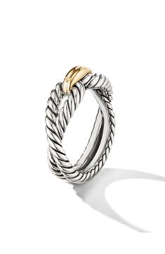 Sterling silver with 18-karat yellow gold. Ring, 7mm. Imported. Every Day Rings, David Yurman Rings, Brandy Fits, Silver And Gold Ring, David Yurman Ring, Designer Rings, David Yurman Jewelry, Jewelry Accessories Ideas, Classy Jewelry