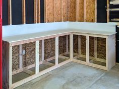 the inside of a house being built with plywood and wood framing on the walls