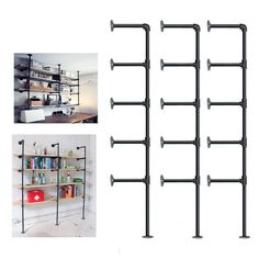 there are four shelves with different types of shelving