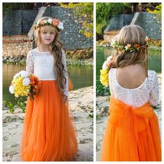 Flower Girl Dresses Terracotta, Orange Flower Girl Dress, Burnt Orange Lace Dress, Ring Bearer Dress, Orange Flower Girl, Fall Flower Girl, Fall Flower Girl Dresses, Orange Lace Dress, Rustic Flower Girl Dress