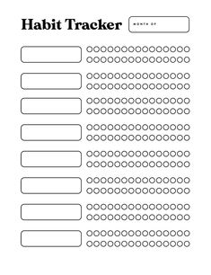 a printable habit tracker is shown in black and white, with the words habit tracker below it